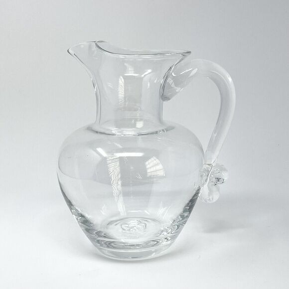 Simon Pearce Meriden Medium 64oz Pitcher 9" Blown Glass Signed Knob Handle RARE - Picture 1 of 9